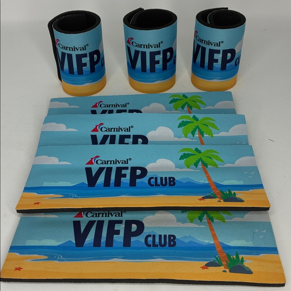 New Lot (7) Carnival Cruise Lines VIFP Koozies
